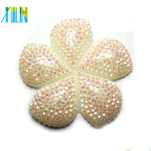 Top quality cabochon white AB resin flower beads